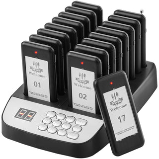 Restaurant Pager System, Wireless 500m Long Range Lineup Waiting Queue Signal, Guest Customer Calling Beepers with Vibration & Flashing, 16 Buzzers for Food Truck, Church, Nursery, Hospital