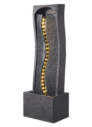 Outdoor Water Fountain, 38.58 in Height Fountain and Waterfall, 1-Tier Floor Standing Rock Base Style Fountains with with LED Light and Pump, for Outdoor Indoor Garden, Home, Patio & Backyard