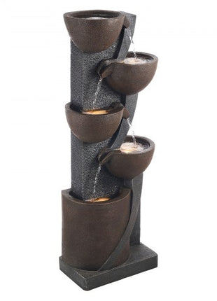 Outdoor Water Fountain, 49.61 in Height Fountain and Waterfall, 5-Tier Floor Standing Jar-Shaped Cascading Fountains with LED Light and Pump, for Outdoor Indoor Garden, Home, Patio & Backyard