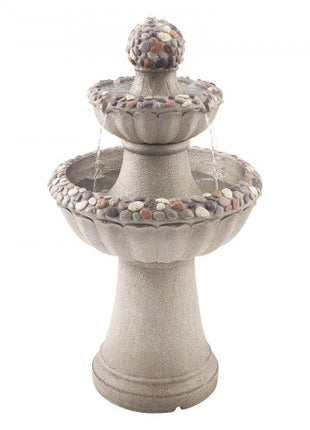Outdoor Water Fountain, 36.5 in Height Fountain and Waterfall, 2-Tier Floor Standing Rock Base Style Fiberglass and Resin Fountains with Pump, for Outdoor Indoor Garden, Home, Patio & Backyard
