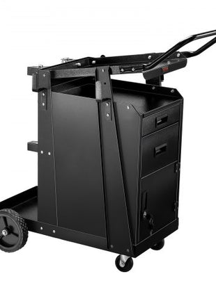 Welding Cart, 2 Drawers Welder Cart Heavy Duty with Anti-Theft Lockable Cabinet, 350LBS Static Weight Capacity, 360° Swivel Wheels, Tank Storage Safety Chains for MIG TIG Welder, Plasma Cutter