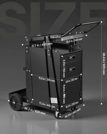 Welding Cart, 2 Drawers Welder Cart Heavy Duty with Anti-Theft Lockable Cabinet, 350LBS Static Weight Capacity, 360° Swivel Wheels, Tank Storage Safety Chains for MIG TIG Welder, Plasma Cutter