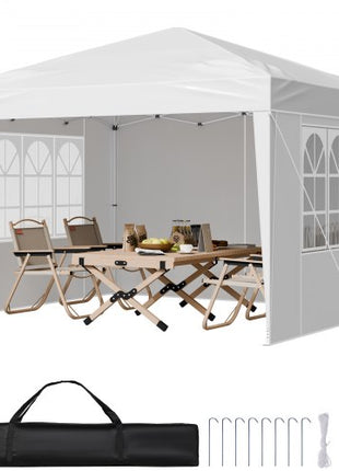 Pop Up Canopy, 10 x 10 FT Instant Canopy Portable Gazebo with 3 Sidewalls & 2 Ventilated Windows, Height Adjustable Pop-Up Outdoor Shelter Tent for Events, Patio, Backyard, Party, Parking