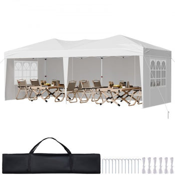 Pop Up Canopy, 10 x 20 FT Instant Canopy Portable Gazebo with 3 Sidewalls & 2 Ventilated Windows, Height Adjustable Pop-Up Outdoor Shelter Tent for Events, Patio, Backyard, Party, Parking
