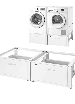 Laundry Pedestal, 14 in Height, Washer and Dryer Pedestals with Drawer, 700 lbs Weight Load Capacity, Non-Slip Feet, Heavy-duty Steel Washing Machine Stand Universal Fit, White, 2 Pack