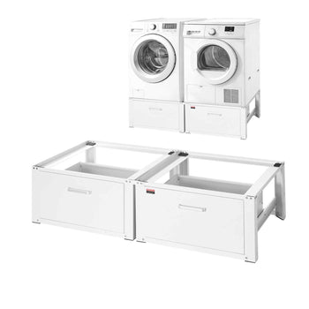 Laundry Pedestal, 14 in Height, Washer and Dryer Pedestals with Drawer, 700 lbs Weight Load Capacity, Non-Slip Feet, Heavy-duty Steel Washing Machine Stand Universal Fit, White, 2 Pack