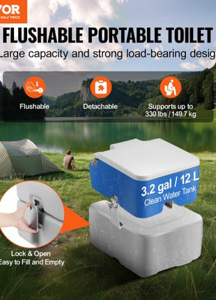 Portable Toilet for Camping, Porta Potty with Carry Bag, 5.3 Gal Waste Tank & 3.2 Gal Flush Tank, Push-Button Pressurized Flush Commode, Leak-proof and Odourless Travel Toilet for Camping Car