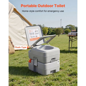 Portable Toilet, 5.3 Gallon Detachable Waste Tank, 120 Flushes, Camping Toilet for Adults, Outdoor Travel Potty with Level Indicator, Carry Bag, Suitable for RV Travel, Camping, Hiking, Boating