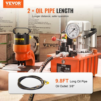 Electric Hydraulic Pump, 10000 PSI 750W 110V, 488 in³/8L Capacity, Double Acting Manual Valve, Electric Driven Hydraulic Pump Power Pack Unit with Lever Switch for Punching/Bending/Jack Machines