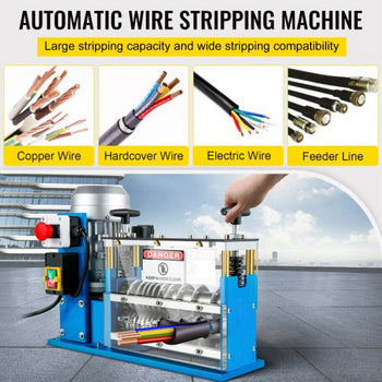 Electric Wire Stripping Machine, 370W 0.06 inch -1.5 inch Automatic Motorized Cable Stripper with 75 ft/min Speed, 11 Channels 10 Blades Strip Machinery, Scrap Handling Tool for Recycling Copper