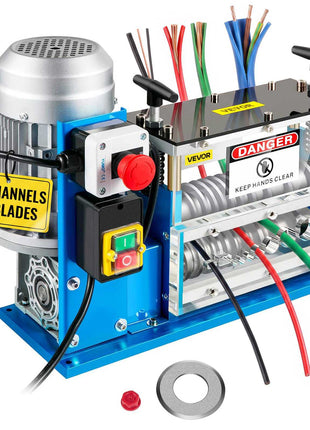 Electric Wire Stripping Machine, 370W 0.06 inch -1.5 inch Automatic Motorized Cable Stripper with 75 ft/min Speed, 11 Channels 10 Blades Strip Machinery, Scrap Handling Tool for Recycling Copper