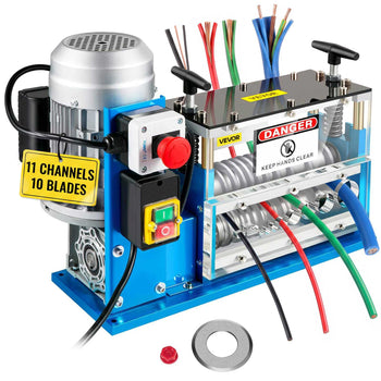 Electric Wire Stripping Machine, 370W 0.06 inch -1.5 inch Automatic Motorized Cable Stripper with 75 ft/min Speed, 11 Channels 10 Blades Strip Machinery, Scrap Handling Tool for Recycling Copper