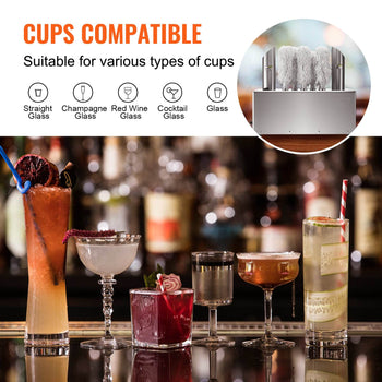 Glass Polisher Machine, 8-Brush Glass Polishing Machine, 660 Cups/Hour Electric Commercial Glass Polisher for Champagne Glasses, Beer Cups, Mugs, Perfect for Bar Restaurant Kitchen