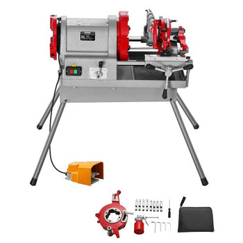 Electric Pipe Threader Machine, 900W 2-Speed Threading Cutting Machine, 1/2 to 4 inch Pipes Threading Cutter Tool with Foot Pedal for Plumbing, Automotive Repairs, Metalworking