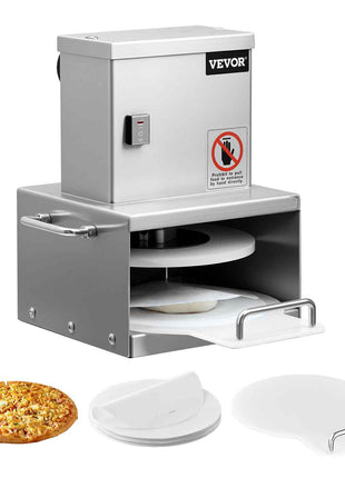 Electric Pizza Dough Press Machine, 6 inch Pizza Pastry Press Plate, Stainless Steel Bread Presser, Adjustable Thickness Commercial Forming Machine, with 100 Pcs Parchment Paper