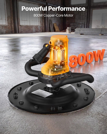 Electric Power Trowel, 800W Concrete Finishing Machine Corded with Mixing Rod, 6-Speed Adjustable 120–200 RPM, Steel & Plastic Trowel Discs, Extension Handle, Floor Smoothing Cement Finisher