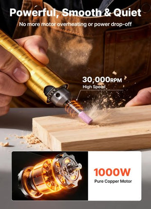 Flex Shaft Grinder, 1000W 30000RPM Electric Flex Shaft Rotary Tool, Foot-Pedal Control Hanging Carver Grinder with 74PCS Accessory Kit for Sanding Buffing Polishing Cutting
