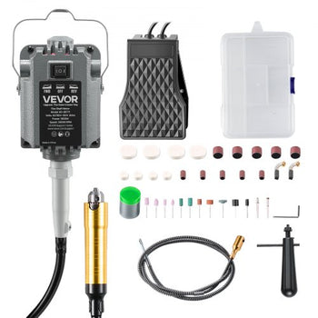 Flex Shaft Grinder, 1000W 30000RPM Electric Flex Shaft Rotary Tool, Foot-Pedal Control Hanging Carver Grinder with 74PCS Accessory Kit for Sanding Buffing Polishing Cutting