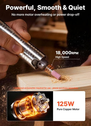 Flex Shaft Grinder, 125W 18000RPM Electric Flex Shaft Rotary Tool, Foot Pedal Control Hanging Carver Grinder with Forward-Reverse Rotation for Carving Buffing Engraving Polishing