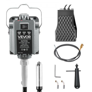 Flex Shaft Grinder, 125W 18000RPM Electric Flex Shaft Rotary Tool, Foot Pedal Control Hanging Carver Grinder with Forward-Reverse Rotation for Carving Buffing Engraving Polishing