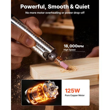 Flex Shaft Grinder, 125W 18000RPM Electric Flex Shaft Rotary Tool, Foot-Pedal Control Hanging Carver Grinder with 112PCS Accessory Kit for Sanding Buffing Polishing Cutting
