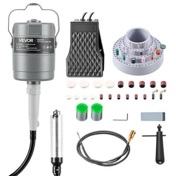 Flex Shaft Grinder, 150W 23000RPM Electric Flex Shaft Rotary Tool, Foot-Pedal Control Hanging Carver Grinder with 112PCS Accessory Kit for Sanding Buffing Polishing Cutting