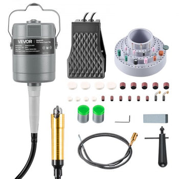 Flex Shaft Grinder, 780W 25000RPM Electric Flex Shaft Rotary Tool, Foot-Pedal Control Hanging Carver Grinder with 112PCS Accessory Kit for Sanding Buffing Polishing Cutting