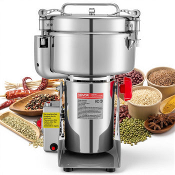 2000g Electric Grain Mill Grinder, 3400W 32000RPM High Speed Spice Corn Dry Grinding Machine, Stainless Steel Pulverizer Powder Machine for Dried Grains Coffee Beans Spices Nuts (270° Swing Type)