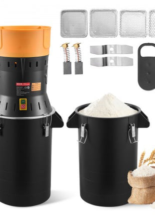 Electric Grain Mill Grinder, 600W High Power Commercial Spice Grinder, 6.6 Gal Pulverizer Powder Machine with Galvanized Sharp Blades, for Dry Grains, Spices, Cereals, Coffee, Corn & Pepper