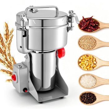 2500g Electric Grain Mill Grinder, 3400W 32000RPM High Speed Spice Corn Dry Grinding Machine, Stainless Steel Pulverizer Powder Machine for Dried Grains Coffee Beans Spices Nuts (270° Swing Type)