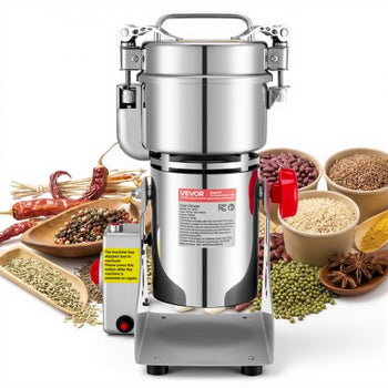 300g Electric Grain Mill Grinder, 1500W 28000RPM High Speed Spice Corn Dry Grinding Machine, Stainless Steel Pulverizer Powder Machine for Dried Grains Coffee Beans Spices Nuts (270° Swing Type)