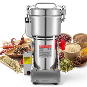 750g Electric Grain Mill Grinder, 2000W 28000RPM High Speed Spice Corn Dry Grinding Machine, Stainless Steel Pulverizer Powder Machine for Dried Grains Coffee Beans Spices Nuts (270° Swing Type)