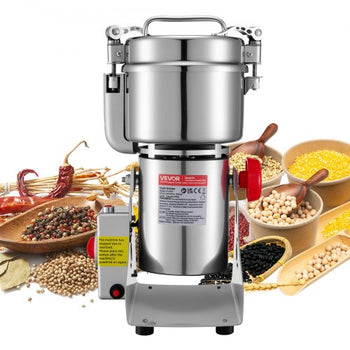 Electric Grain Mill Grinder, 1.8 lbs Commercial Spice Grinders, High Speed 2100W Stainless Steel Pulverizer Powder Machine, for Dry Grains, Spices, Cereals, Coffee, Corn & Pepper, Swing Type