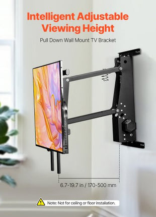 Motorized TV Wall Mount, TV Mount for 32 to 65 Inch TV, Electric Adjustable Ceiling TV Mount, Motorized Flip Down TV Mount Bracket with Max VESA 24 x 24 in, Fits TVs Up to 88 lbs