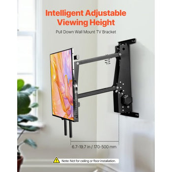 Motorized TV Wall Mount, TV Mount for 32 to 65 Inch TV, Electric Adjustable Ceiling TV Mount, Motorized Flip Down TV Mount Bracket with Max VESA 24 x 24 in, Fits TVs Up to 88 lbs