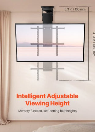 Motorized Ceiling TV Mount, TV Wall Mount for 32 to 70 Inch TV, Electric Adjustable Ceiling TV Mount, Motorized Flip Down TV Mount Bracket with Max VESA 24 x 24 in, Fits TVs Up to 110 lbs