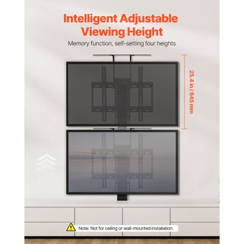 Motorized TV Lift Stand, 132 lbs max Load Adjustable TV Lift Stand Mount Bracket, Vertical Electric TV Bracket with Remote Control, for 32-55 in (Not in Cabinet) / 32 - 50 in (in Cabinet) TVs