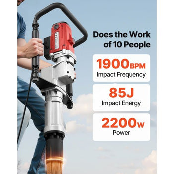 Electric T Post Driver, 2200W Handheld Post Pounder with 2.17 in/55mm, 2.76 in/70mm Sleeves, Powerful Pile Driver for Fence,Metal Fencing, Farm, Garden, Construction, Landscaping Projects