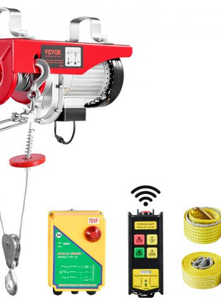 Tuspuzz Electric Hoist, 880 lbs Lifting Capacity, 850W 110V Electric Steel Wire Winch with Wireless Remote Control, 40ft Single Cable Lifting Height & Pure Copper Motor, for Garage Warehouse Factory