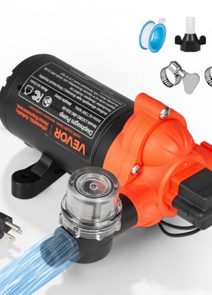Water Pressure Pump, 110V AC 4 GPM, 3-Chamber On Demand Electric Diaphragm Water Transfer Pump, 45 PSI Max Pressure, Automatic Pressure Switch, for Home Kitchen Garden Irrigation Car Washing