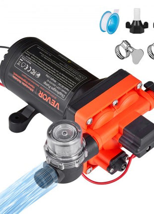 RV Water Pump, 12V DC 5 GPM (18.9 L/min), 4-Chamber Self-Priming Diaphragm Water Pump with Automatic Pressure Switch, 70 PSI Max Pressure, On Demand for RV, Caravan, Marine, Yacht, Car Washing