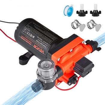 RV Water Pump, 12V DC 5 GPM (18.9 L/min), 4-Chamber Self-Priming Diaphragm Water Pump with Automatic Pressure Switch, 70 PSI Max Pressure, On Demand for RV, Caravan, Marine, Yacht, Car Washing