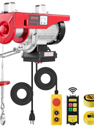 Electric Hoist, 1320 lbs 120V Electric Winch with 328 ft Wireless & 14 ft Wired Remote Control, 40 ft Single Cable Lifting Height, Single/Double Slings, Lift Hoist for Garage Warehouse Factory