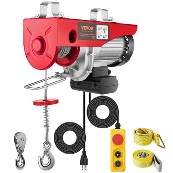 Electric Hoist, 1320 lbs Lifting Capacity, 1150W 110V Electric Steel Wire Winch with 14ft Wired Remote Control, 40ft Single Cable Lifting Height & Pure Copper Motor, for Garage Warehouse Factory