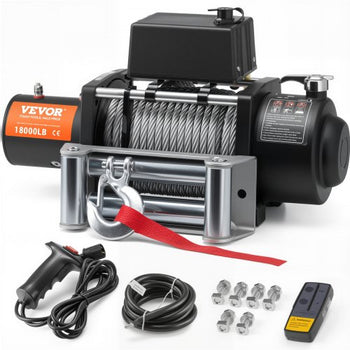 Electric Winch, 18,000 lb, 12V DC Truck Winch with ?7/16 in x 85 ft Steel Cable Roller Fairlead Wireless & Wired Remote Control, IP55 Waterproof for Towing Off-Road SUV Jeep Truck Trailer Boat