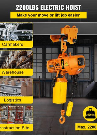 1 PHASE Industrial Electric Chain Hoist 1 Ton G80 Chain