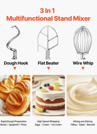 Commercial Food Mixer 10Qt 450W 3 Speeds Adjustable 110/178/390 RPM Heavy Duty 110V with Stainless Steel Bowl Dough Hooks Whisk Beater Premium for Schools Bakeries Restaurants Pizzerias