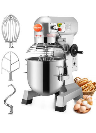 Commercial Food Mixer 30Qt 1100W 3 Speeds Adjustable 105/180/408 RPM Heavy Duty 110V with Stainless Steel Bowl Dough Hooks Whisk Beater for Schools Bakeries Restaurants Pizzerias