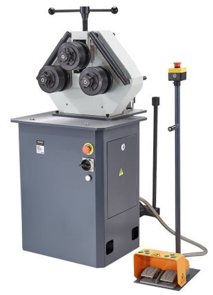 750W Electric Roll Bending Machine, 3-Roller Electric Pipe Bender Machine with Reversible Foot Switch, Support Horizontal/Vertical Operation (220V 60Hz 3-Phase, No Plug)
