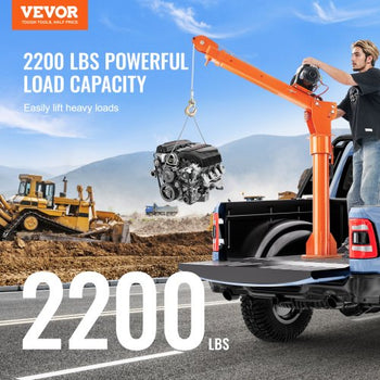 Electric Pickup Truck Crane, 2200 lbs, Folding Truck-Mounted Bed Crane with Electric Winch 6000 lbs, Steel Pickup Truck Jib Crane Hoist 360° Swivel for Lifting Goods in Construction, Factory